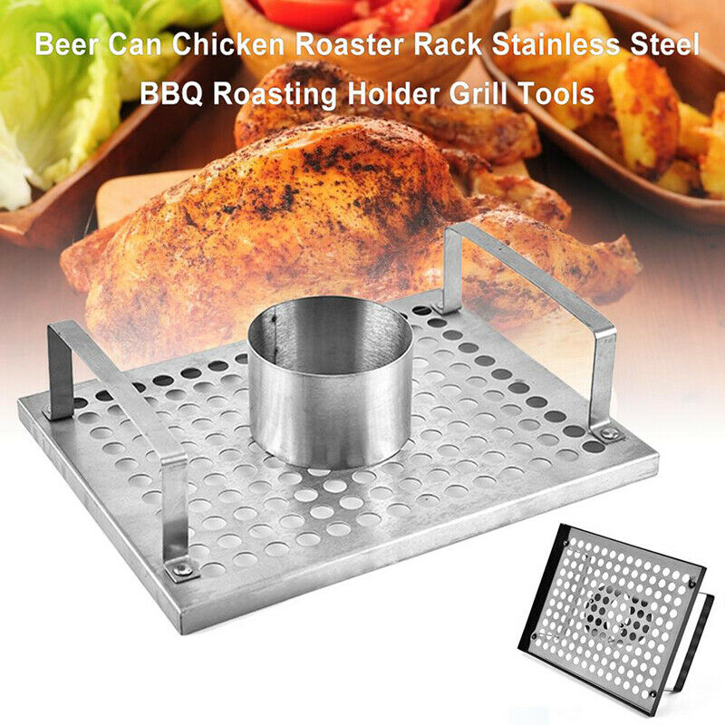 Beer Can Chicken Roaster Rack Stainless Steel BBQ Roasting Holder for Campin.DD