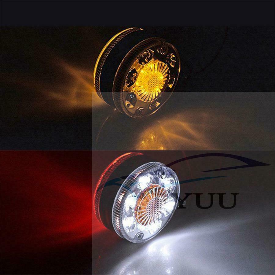 2pcs Round LED Pedestal Fender Light Truck Trailer Double Face Turn Signal Brake