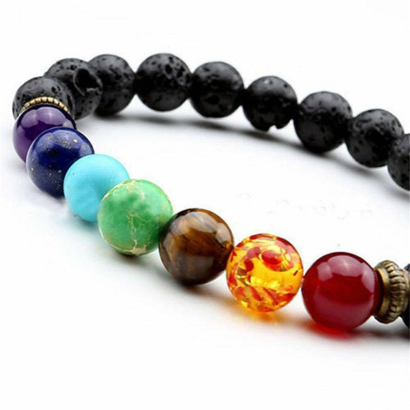 7 Chakra Crystal Stones Bracelet Healing Beads Womens & Mens Mala Reiki Anxiety