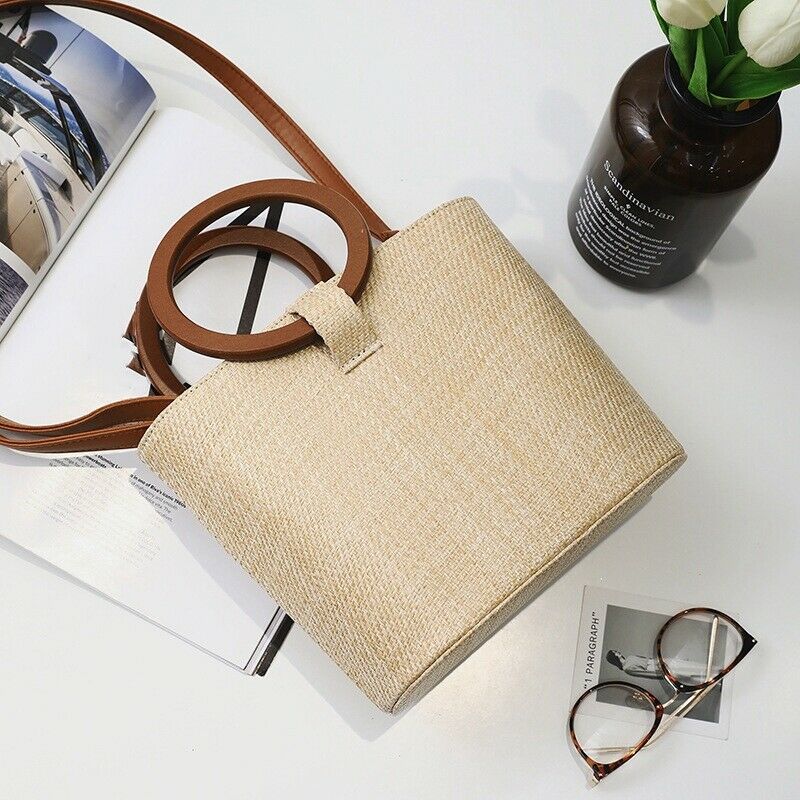 4PCS Wooden Round Shaped Handles Replacement for Handmade Bag Handbags PurseO4T4