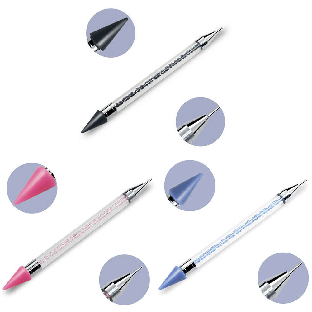 Dual-Ended Dotting Pen Rhinestone Picker Wax Pencil Manicure Nail Art Tool_AUBU
