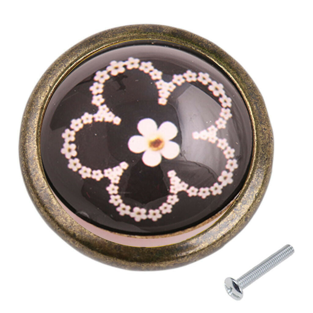 Flower Patterns Door Knob Cabinet Drawer Closet Cupboard Handle Hardware 3#