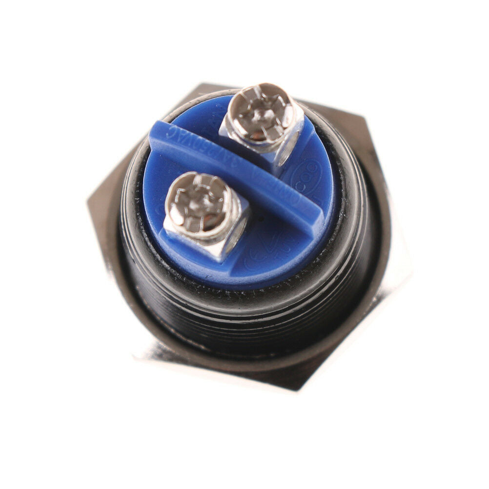 1PC 16mm Stainless Steel Black Waterproof Starter Switch Momentary Button Tt