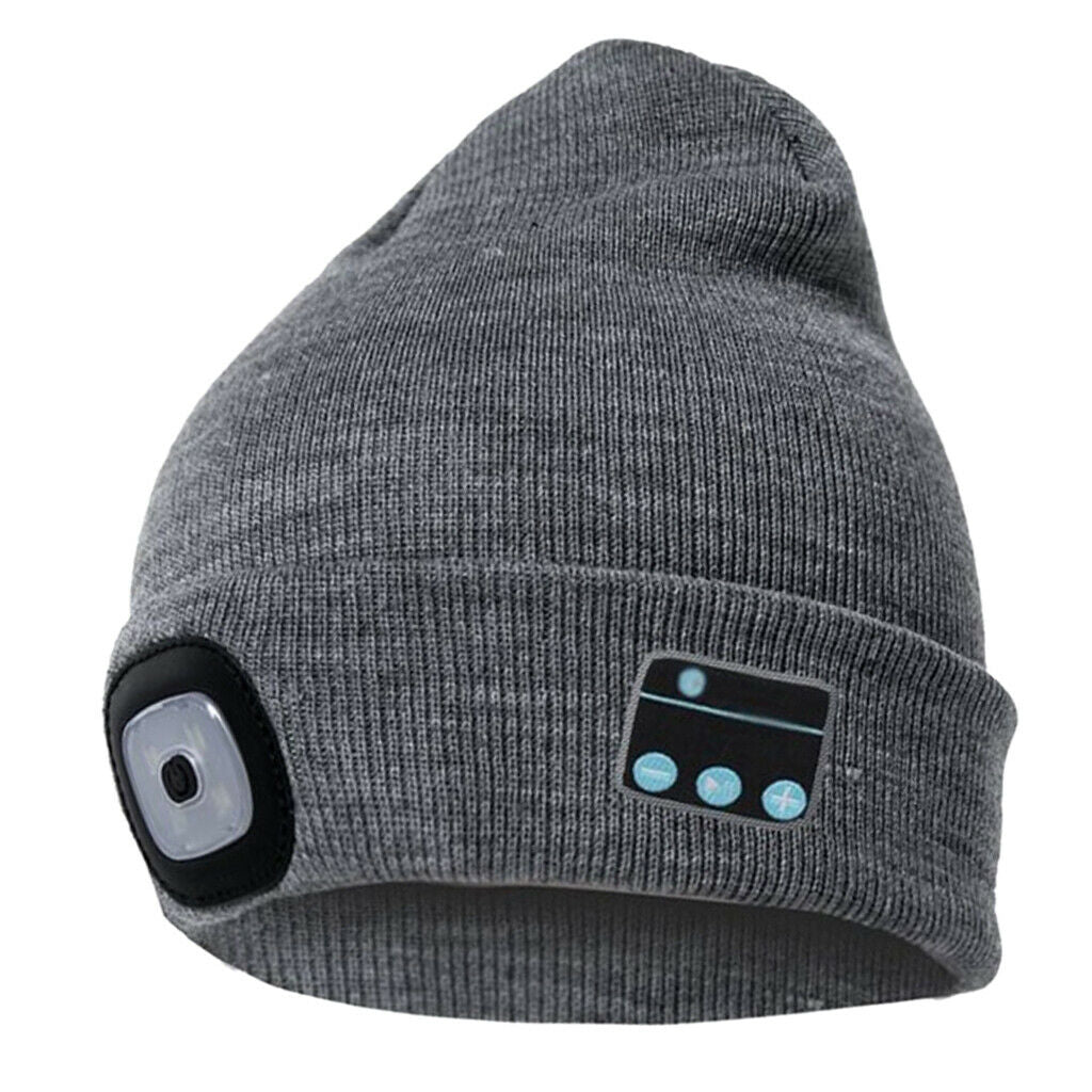 2Pcs Pink+Gray Unisex Bluetooth Beanie Hat Warm for Winter Outdoor Fitness