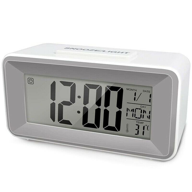 Digital Alarm Clock, Small LCD Desk Table Clock with Sound Control Light, 12/2X4
