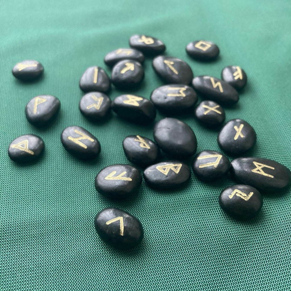 25x Divination Rune Stone Polished Energy Stones Engraved Symbol Decor