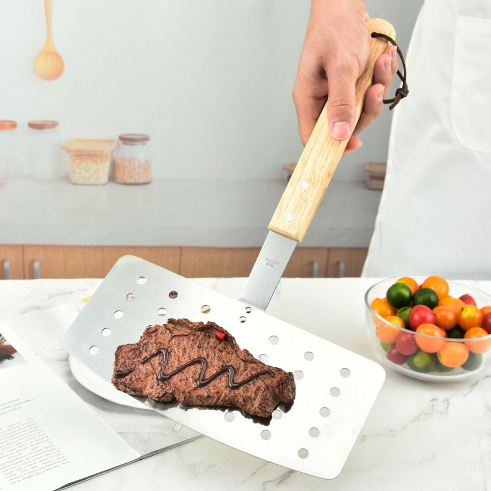 Fish Turner Spatula Stainless Steel Spatula Perforated Turner Perfect for