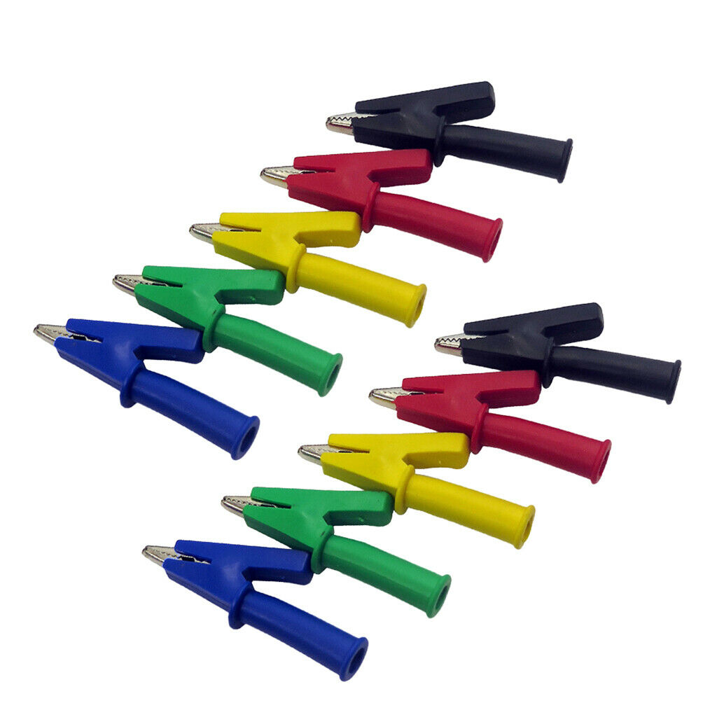 10pcs Alligator Clip Electrical Battery Clamp Test Probe for 4mm Banana Plug