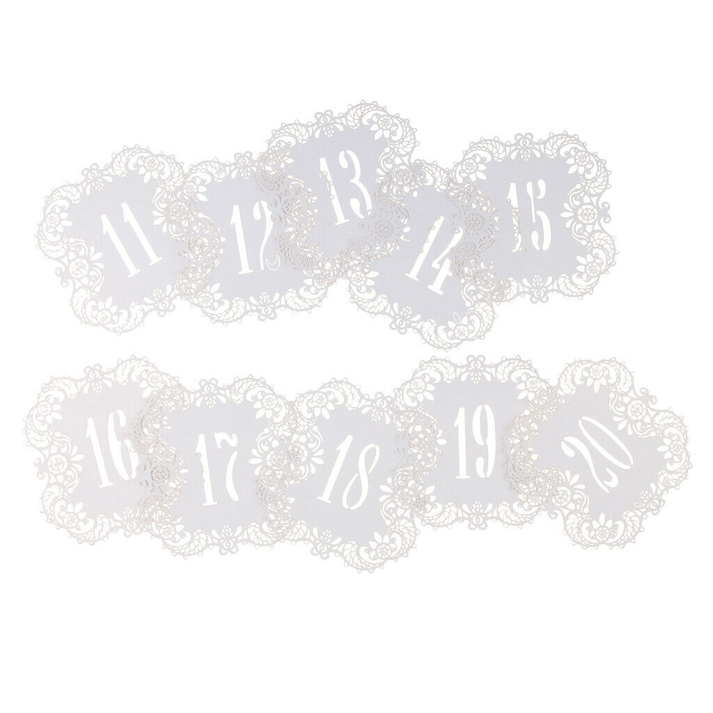 11-20 Tables Numbers Die Cut Lace Paper Table Number Cards Wedding Party Decor