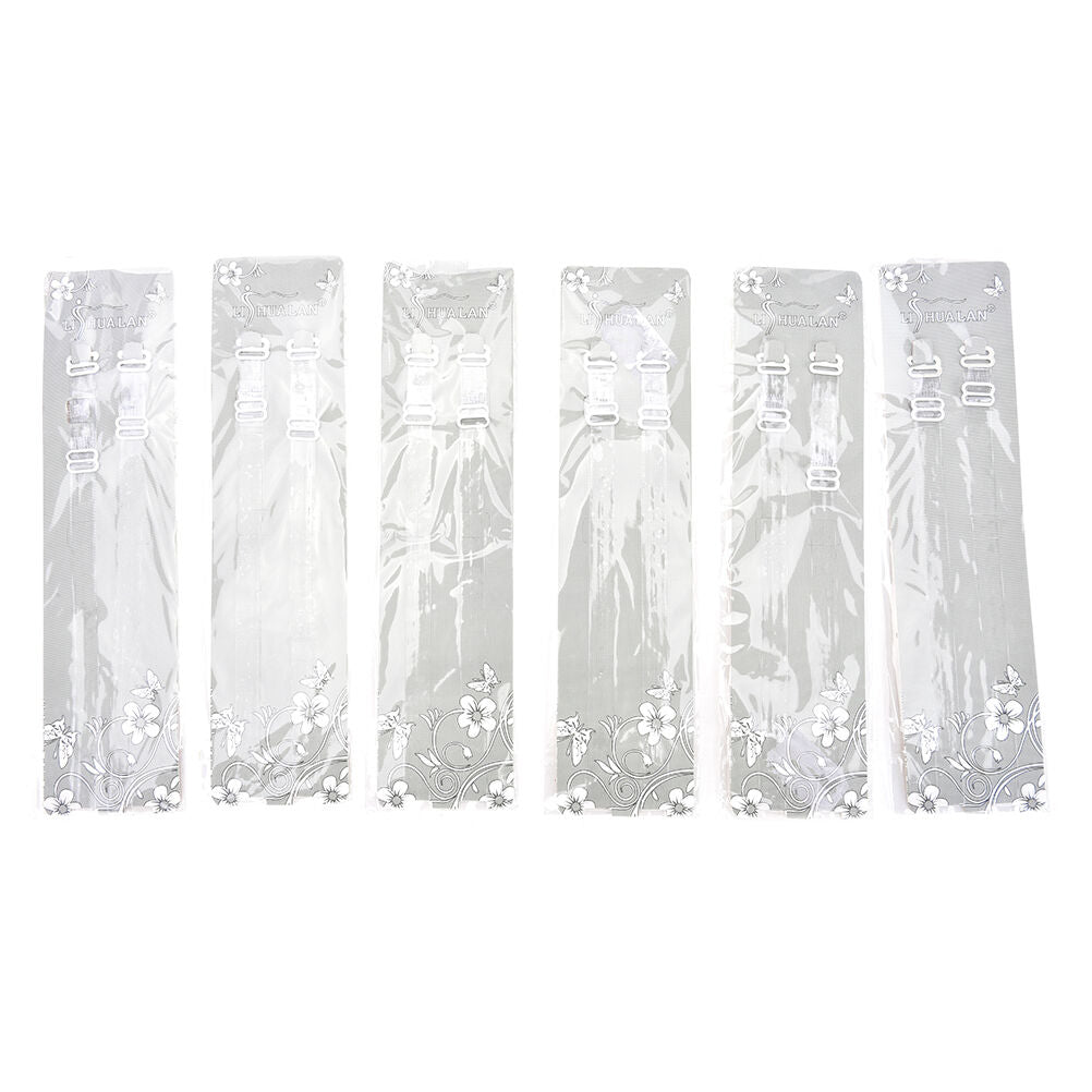 6 Pairs Transparent Plastic Bra Straps Invisible Adjustable Detachable Cl_DD