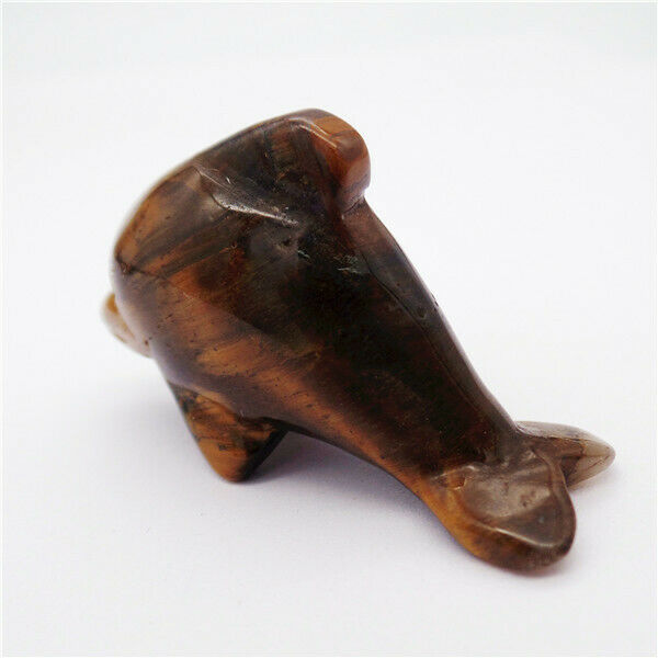50x28x15mm Natural Tiger Eye Gem Carved Dolphin Statue Healing Decoration HH8138