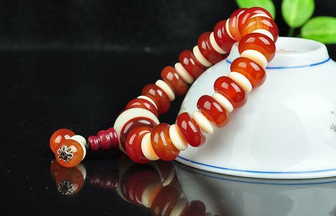Fashion hand-knitted natural agate chalcedony beads elastic bracelets bracelets