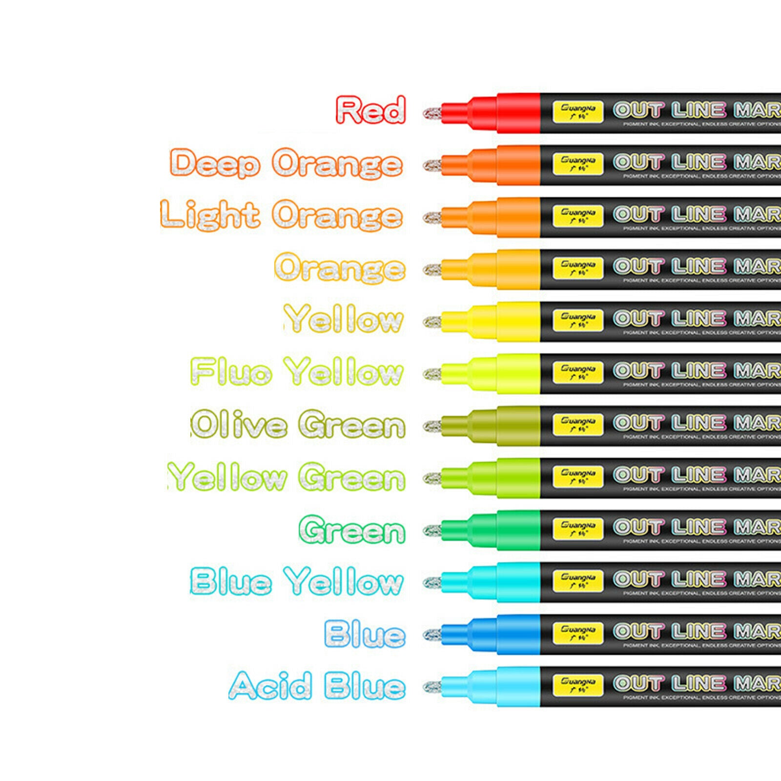 Double Line Outline Pens - 24 Colors Double Line Pen, Outline Markers for
