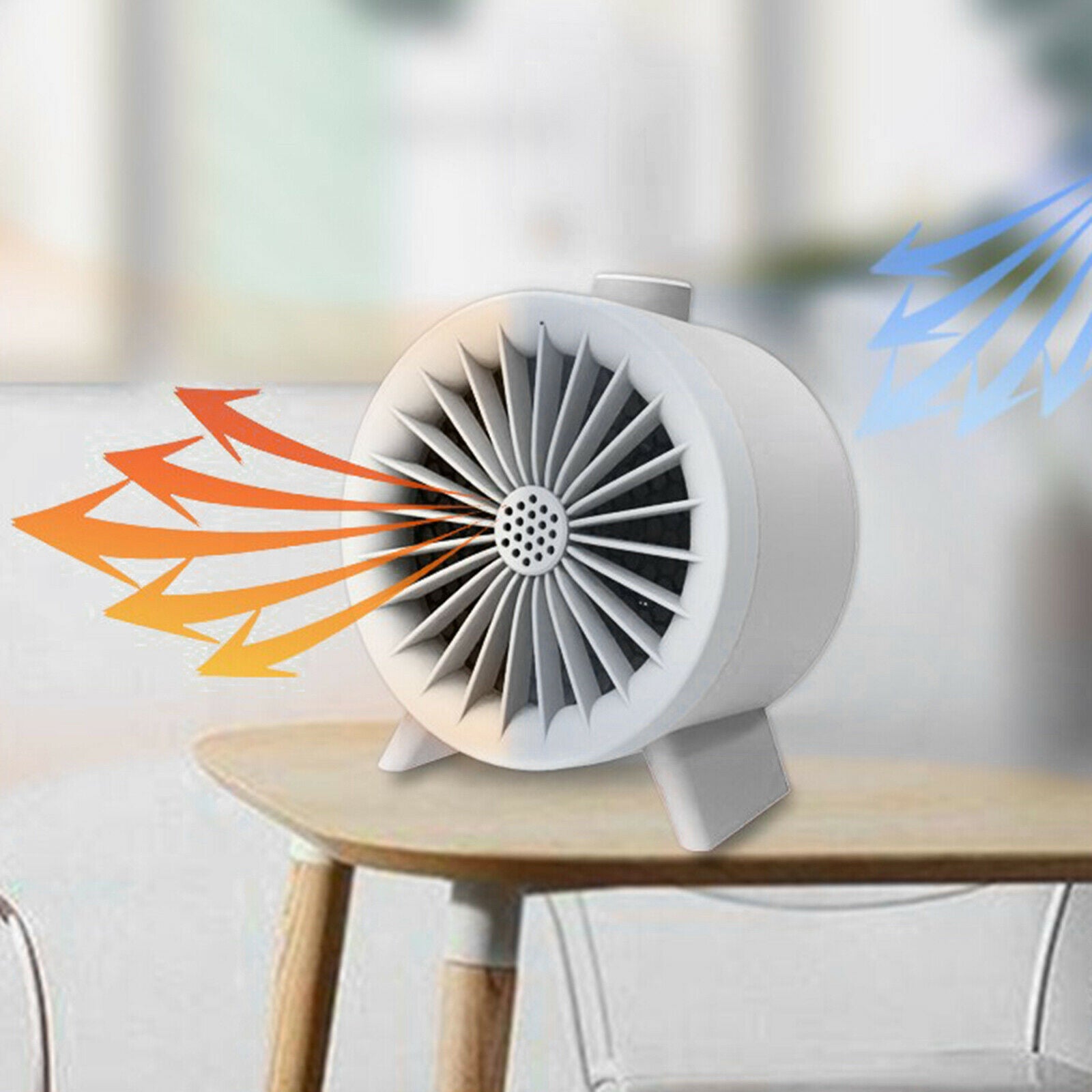 Portable Electric Space Heater Adjustable Personal Fan Thermostat Desk Decor