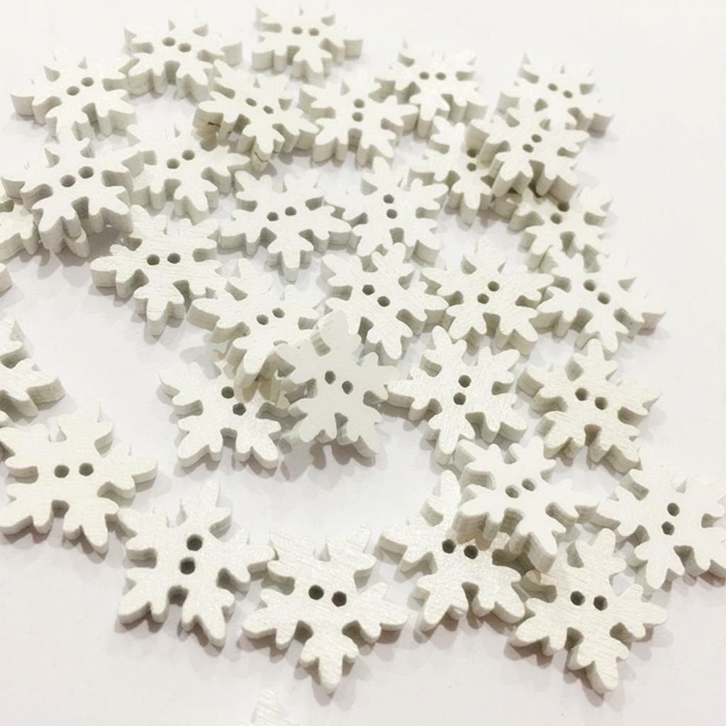 100pcs 2 Holes Wooden Butons Snowflake Shape Buttons DIY Sewing Scrapbooking