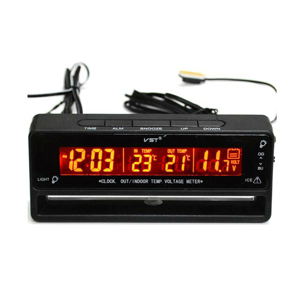 1x Digital LCD Car Clock Thermometer Temperature 04