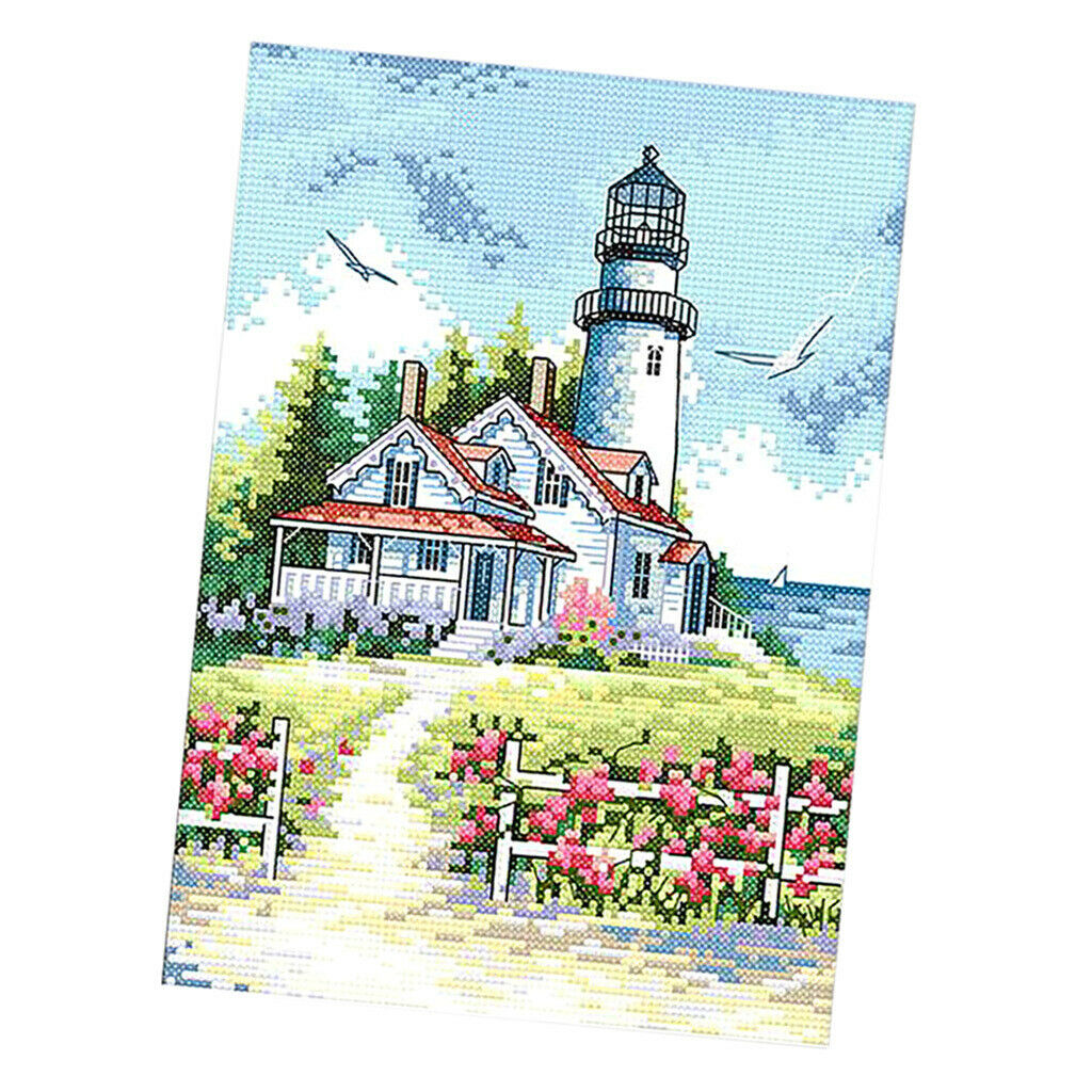 Prettyia   Seaside   Lighthouse   Cross   Stitch   Stamped   Kit   Embroidery