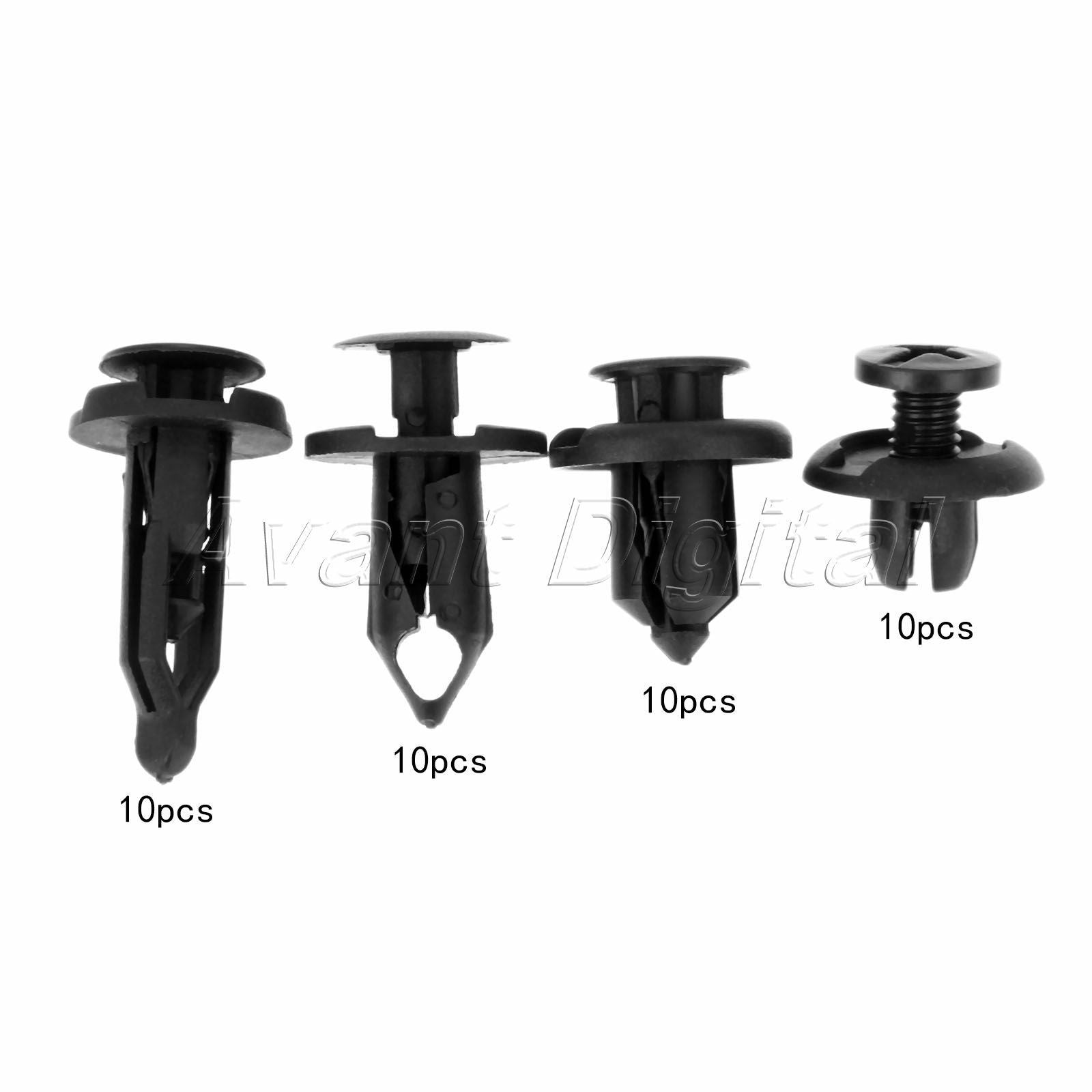 40PC Plastic Rivets Push Type Clips Fasteners B17 B28 B02 C14 EACH 10PC/Set