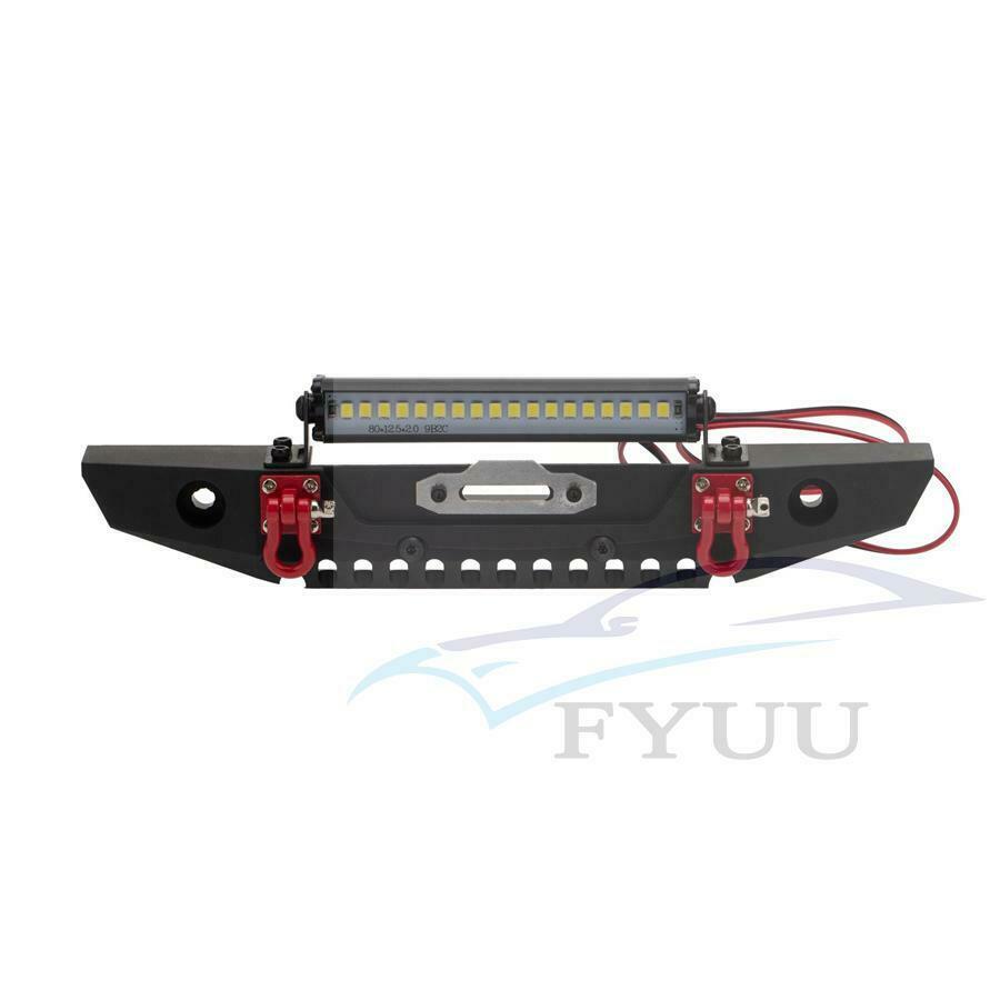Metal Front Bumper & LED Lighting System for 1/10 RC TRX4 Axial SCX10 & SCX10 II