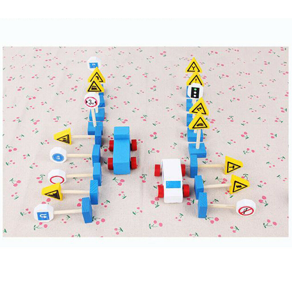 Cars and Traffic Signs Pretend Toys Educational Playset Kids Birthday Gift