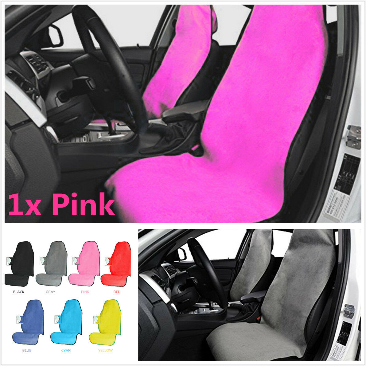 1xPink Towel Car Seat Cover Mat Water Sports Yoga Gym Swimming Beach Cushion Pad