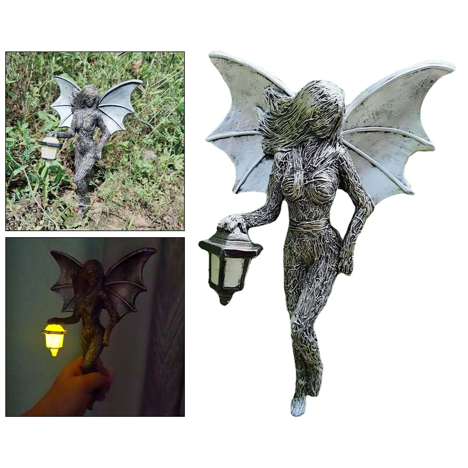 Garden Decor Angle Flower Fairy Statue Patio Sculpture Yard Lawn Decoration