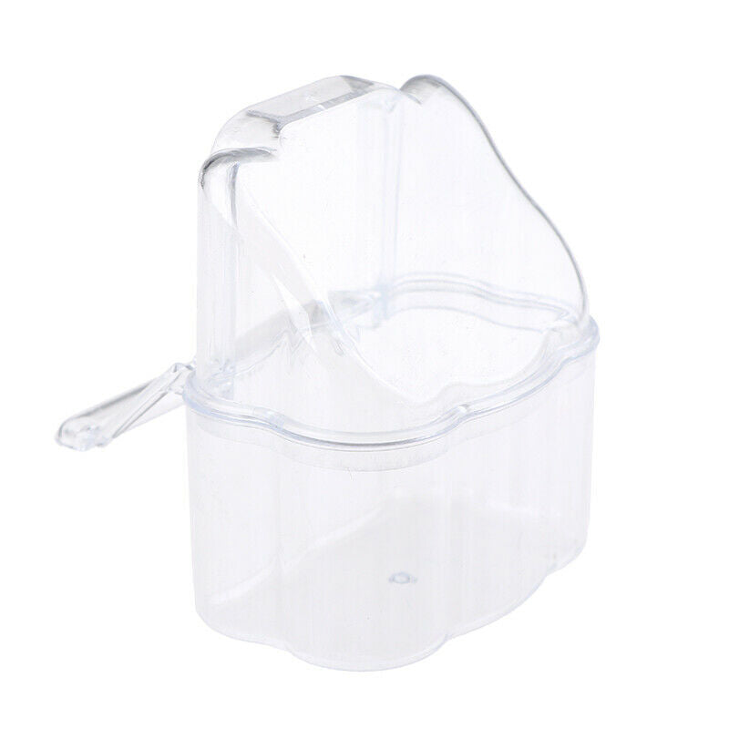 Parrot Bird Transparent Plastic Food Cup Bowl Clean Water Silo Waterer Box