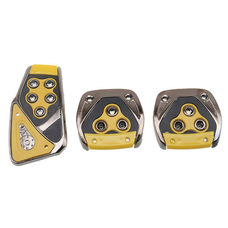 Universal 3Non-slip Yellow Aluminum Manual Car MT Gas Brake Foot Pedal Pad Cover