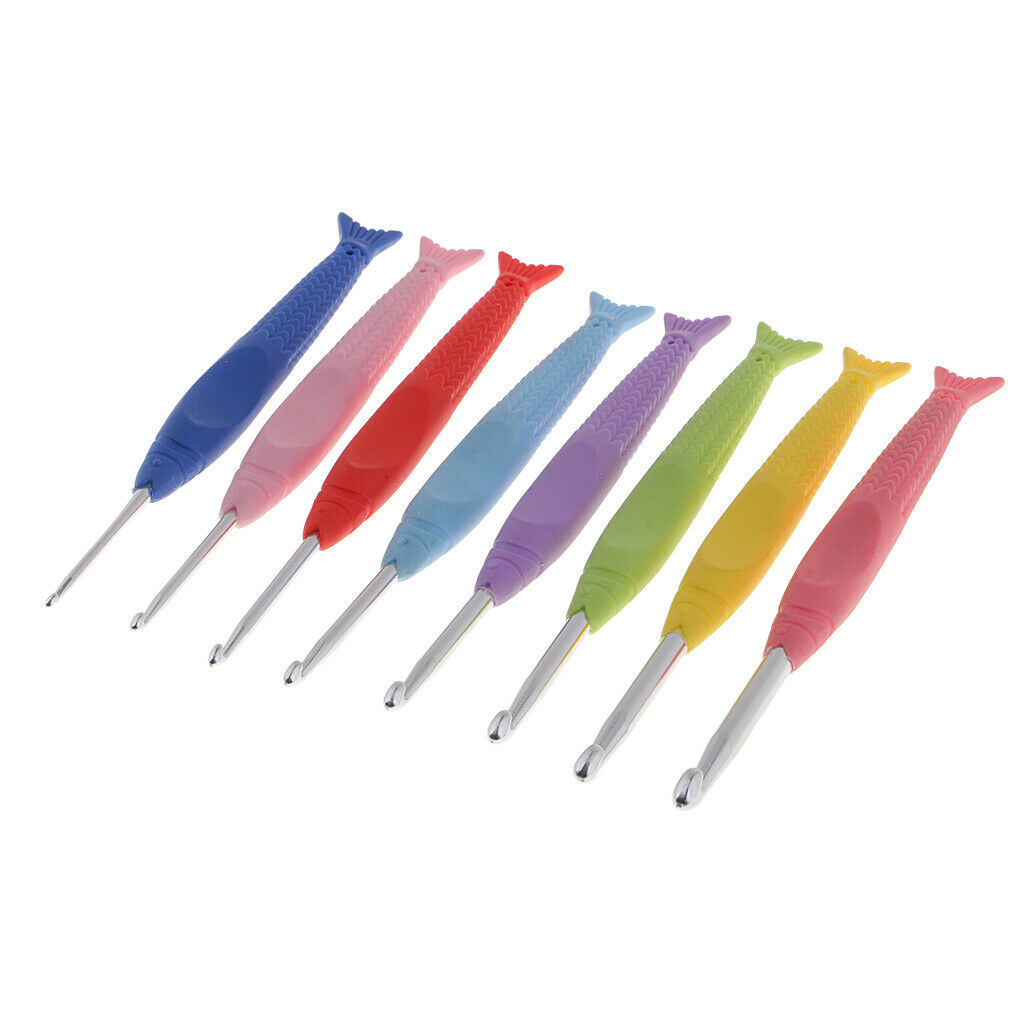 8pcs Silica Gel Handle Aluminum Crochet Hook Set 2.5mm 6.0mm For DIY