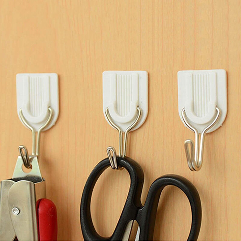 6Pcs Self Adhesive Wall Door Hook Hanger Bag Keys Bathroom Kitchen Stick.l8