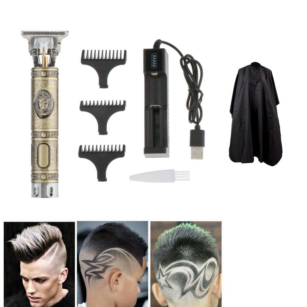 Electric Trimmer Boys Men's Hair Cutting Clipper & Charger Cape Set Home
