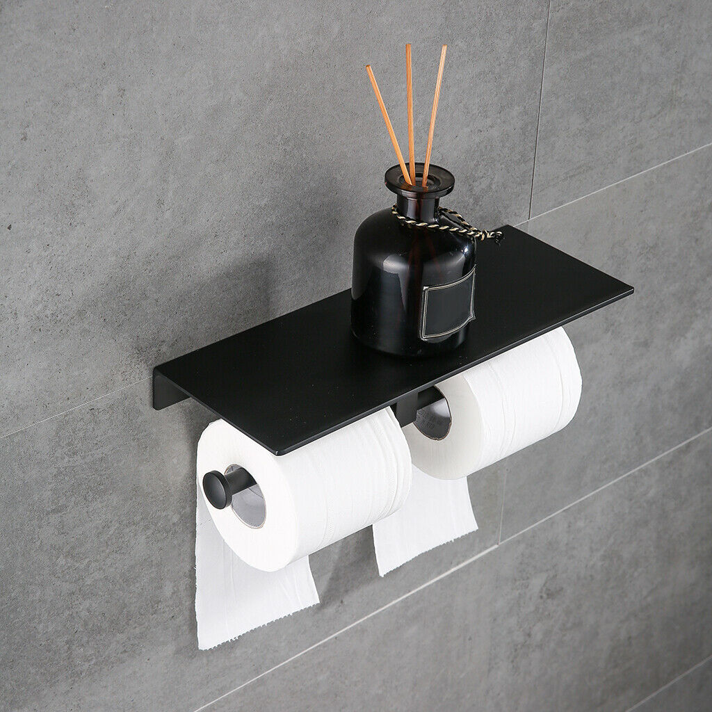 Bathroom Toilet Paper Holder Home No Drilling Double Roll Tissue Dispenser