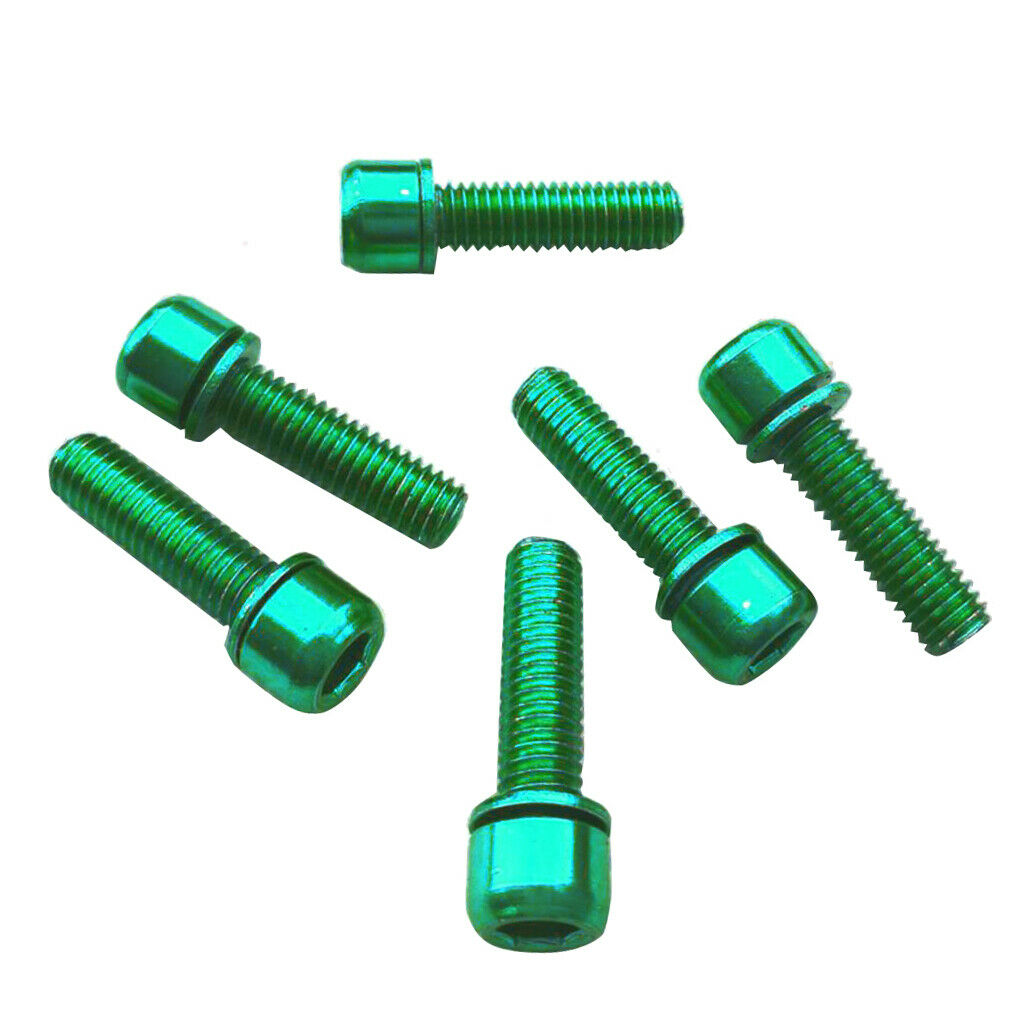 12Pcs MTB Road Bike Hex Socket Screws Bolts for Handlebar Stem Golden+Green