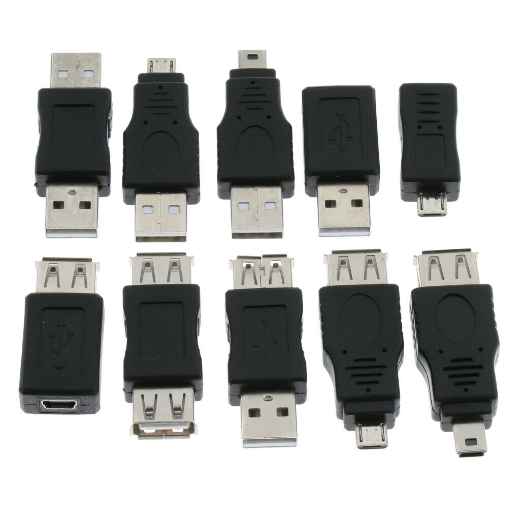 10 Pieces 5pin Mini Converter Portable USB Male to Female USB Converter
