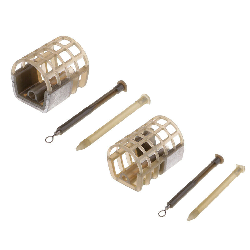 4pc 30g Coarse Barbel Fishing Tackle Cage In Line Pellet Quick Change S+L