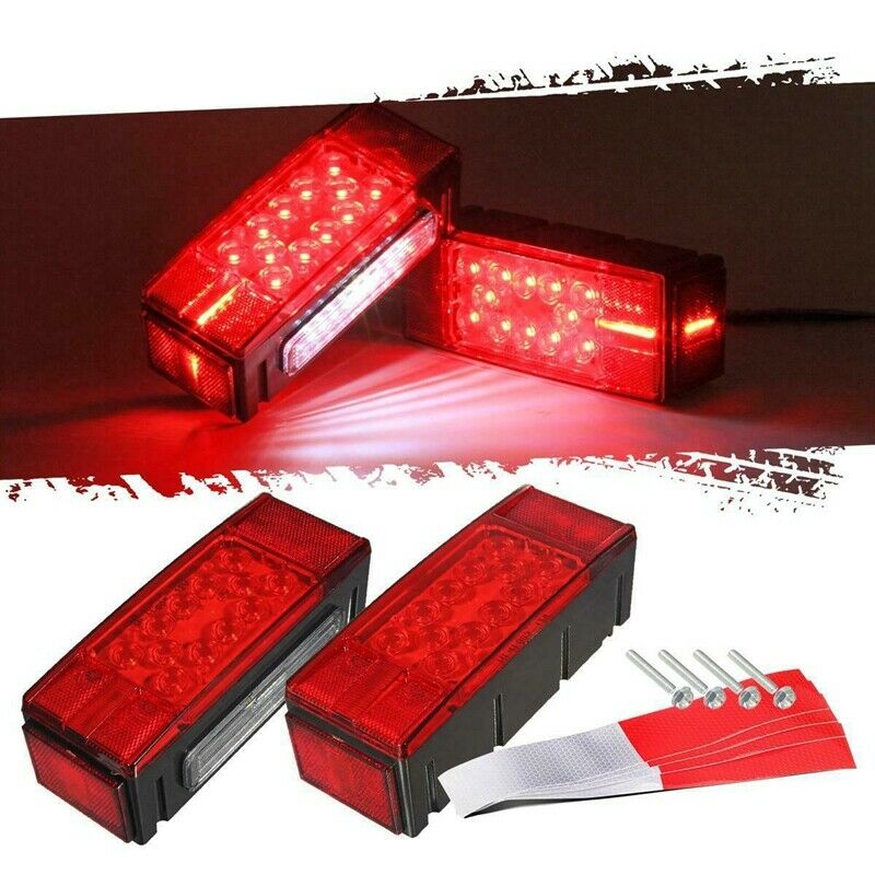 Left+Right/Over 12 LED Diodes Waterproof Red Trailer Boat Rectangle Stud StoR2E7