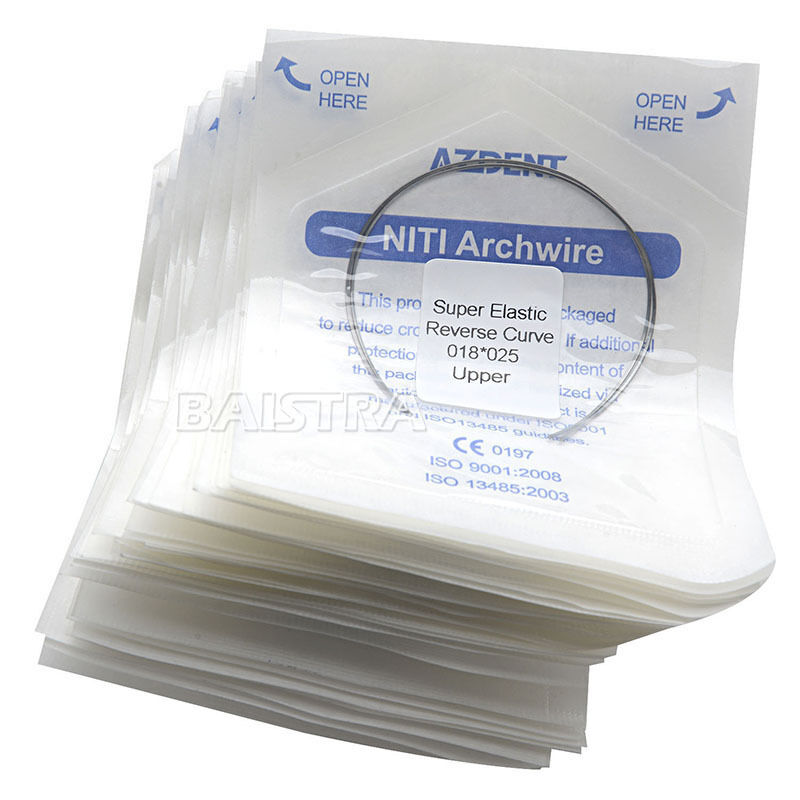 50 Packs AZDENT Dental Orthodontic Niti Reverse Curve Rectangular Arch Wires