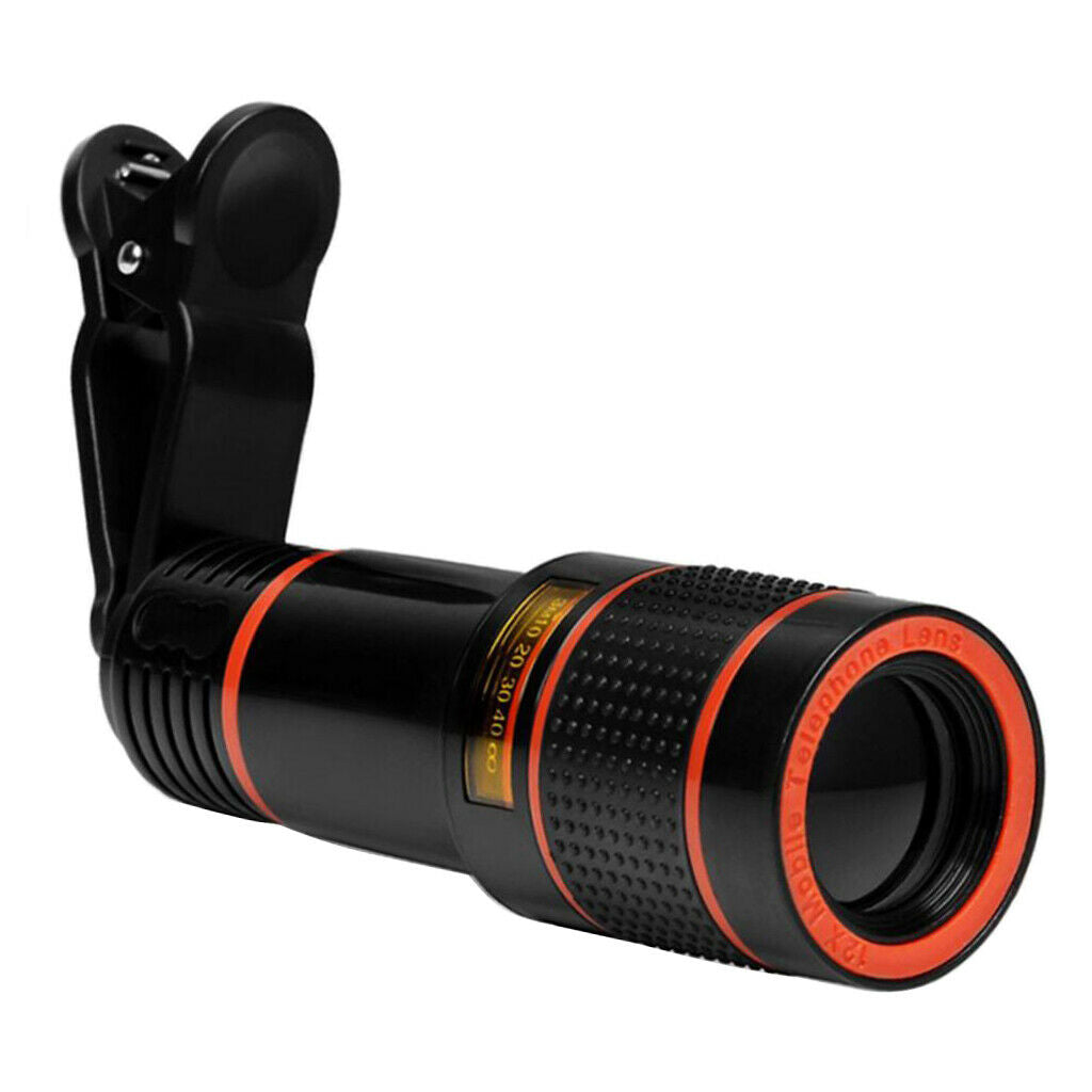 Adajustable 12X Phone Camera Lens Clip-on Zoom Optical Telephoto Lens