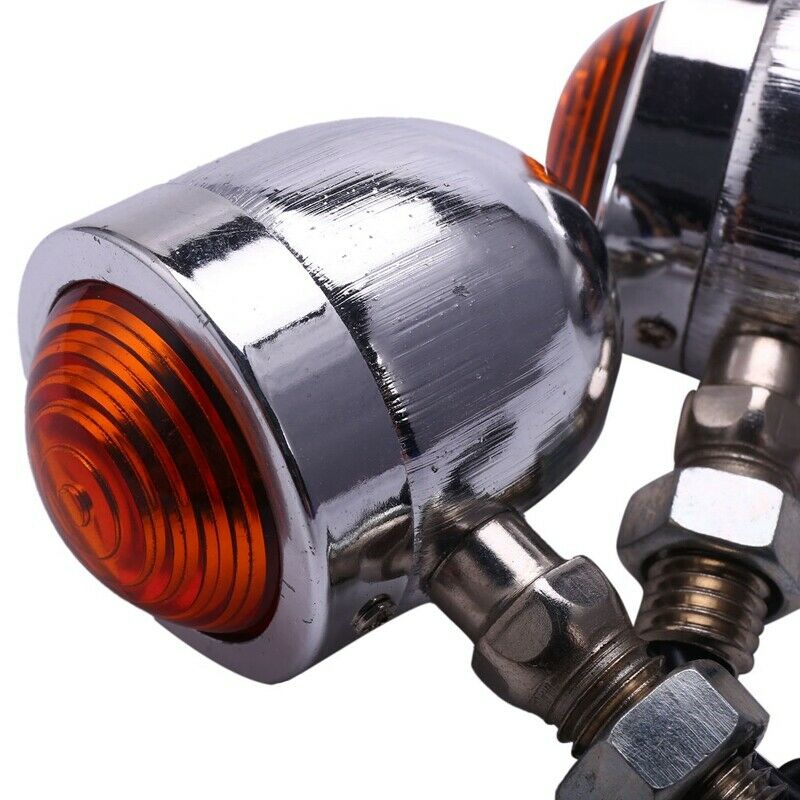 1 Pair Motorcycle Turn Signal Indicator Light Amber Motorbike Blinker HeadlighI7