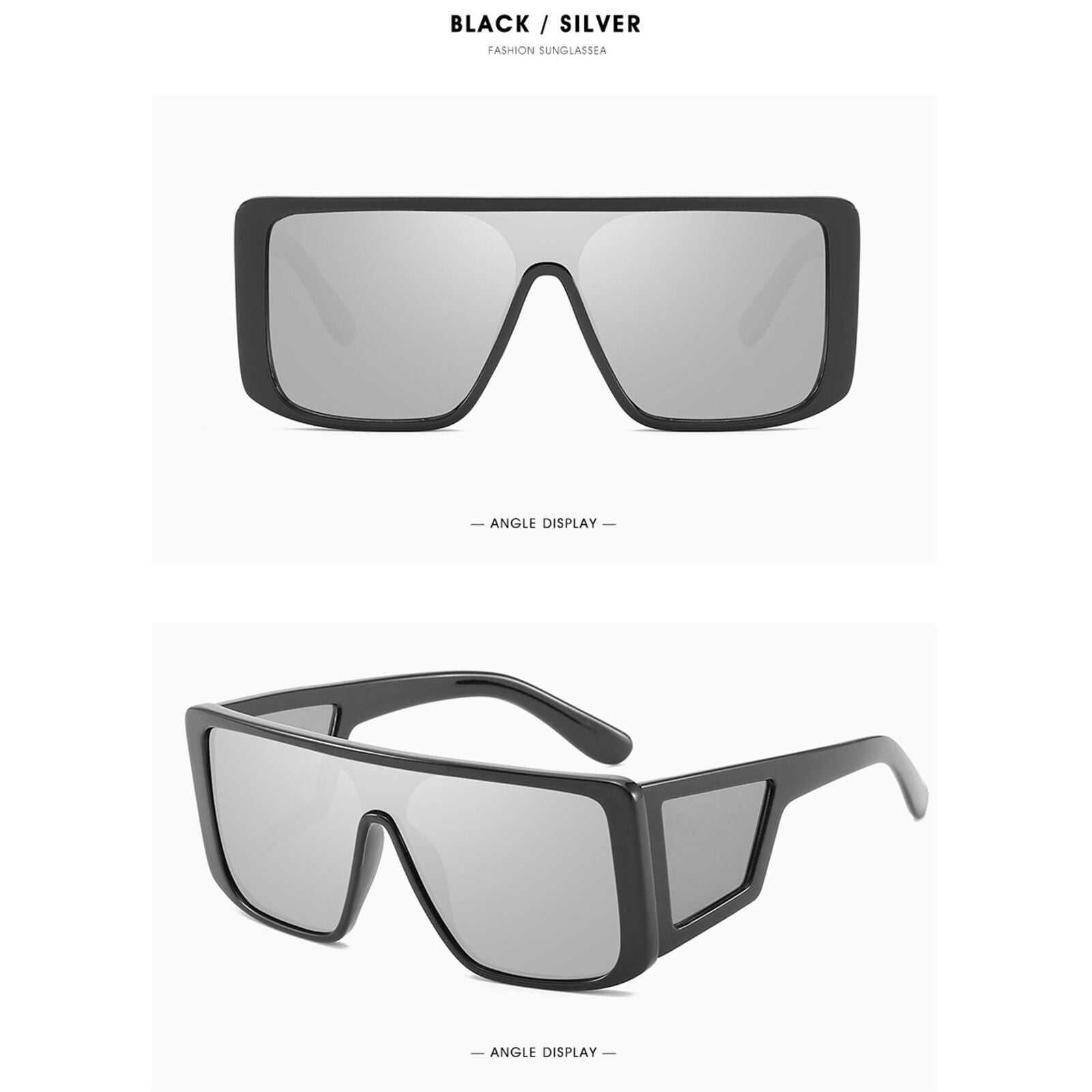 Fashion Oversized Mirrored Shield Square Sunglasses Mens Women Fashion Outdoor