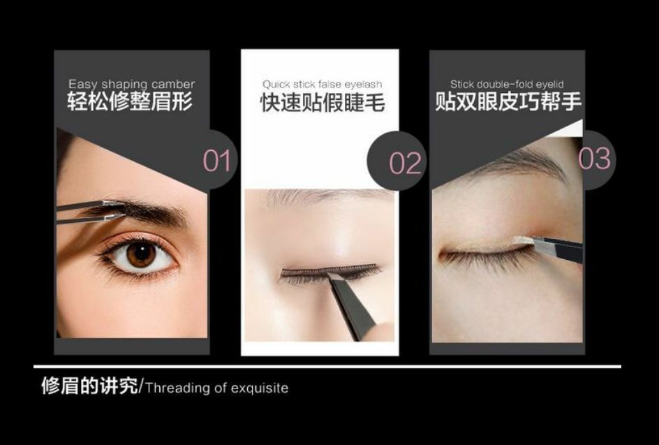 Useful Professional Eyebrow Tweezers Hair Slanted Stainless Steel BLACK Tweezer