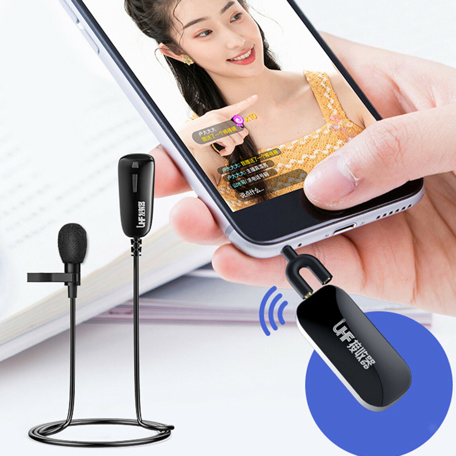 Portable Wireless Lavalier Lapel Microphone Clip-on for Computer Phone