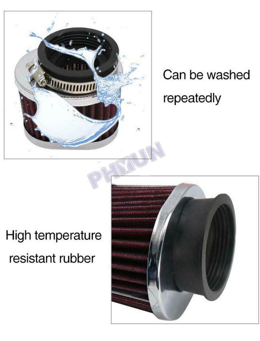 2x Motorcycle Air Filter High Flow Air Filter Air Cleaner 1.77 inch Universal