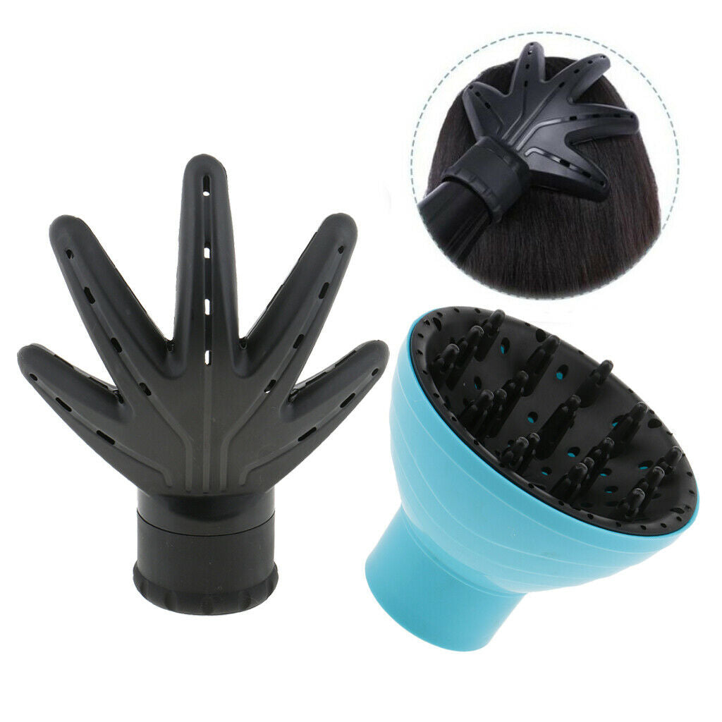 Set 2pcs Blue Black Universal Hair Dryer Diffuser Blower Cover Nozzles Tool