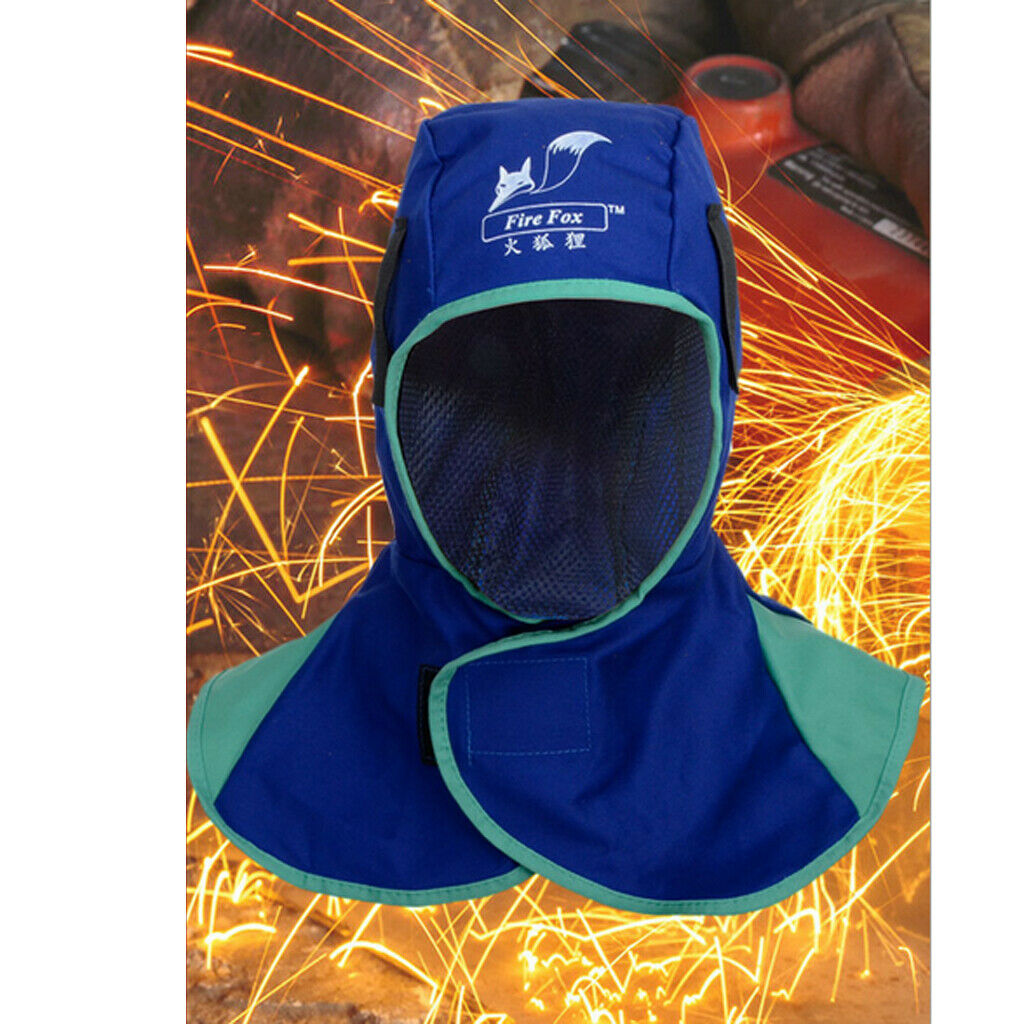 2 Pcs Flame Retardant Safety Helmet Welding Neck Head Protective Hood - Blue