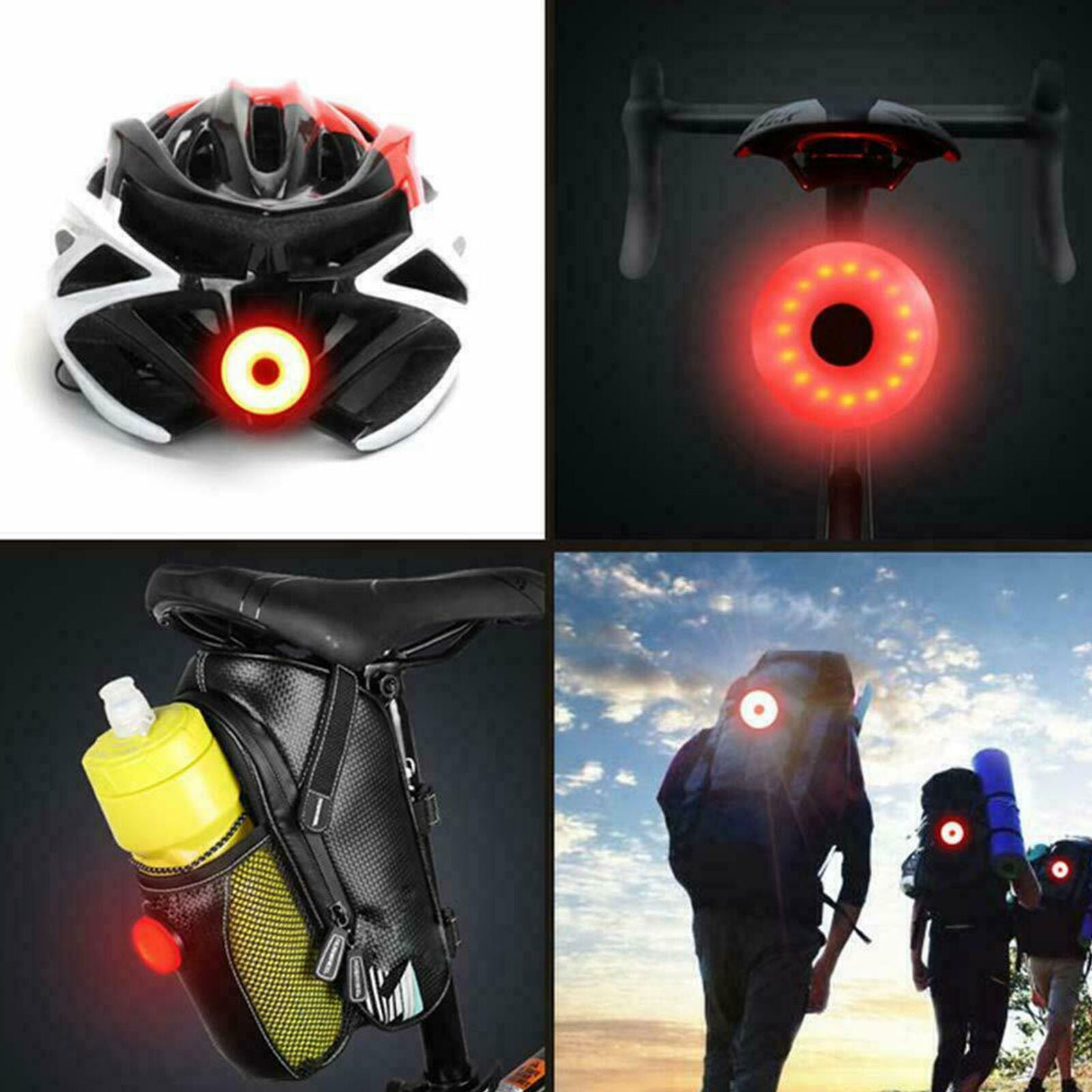 USB Charging Bike Bicycle COB LED Tail Light Waterproof Taillight Warning Lamp