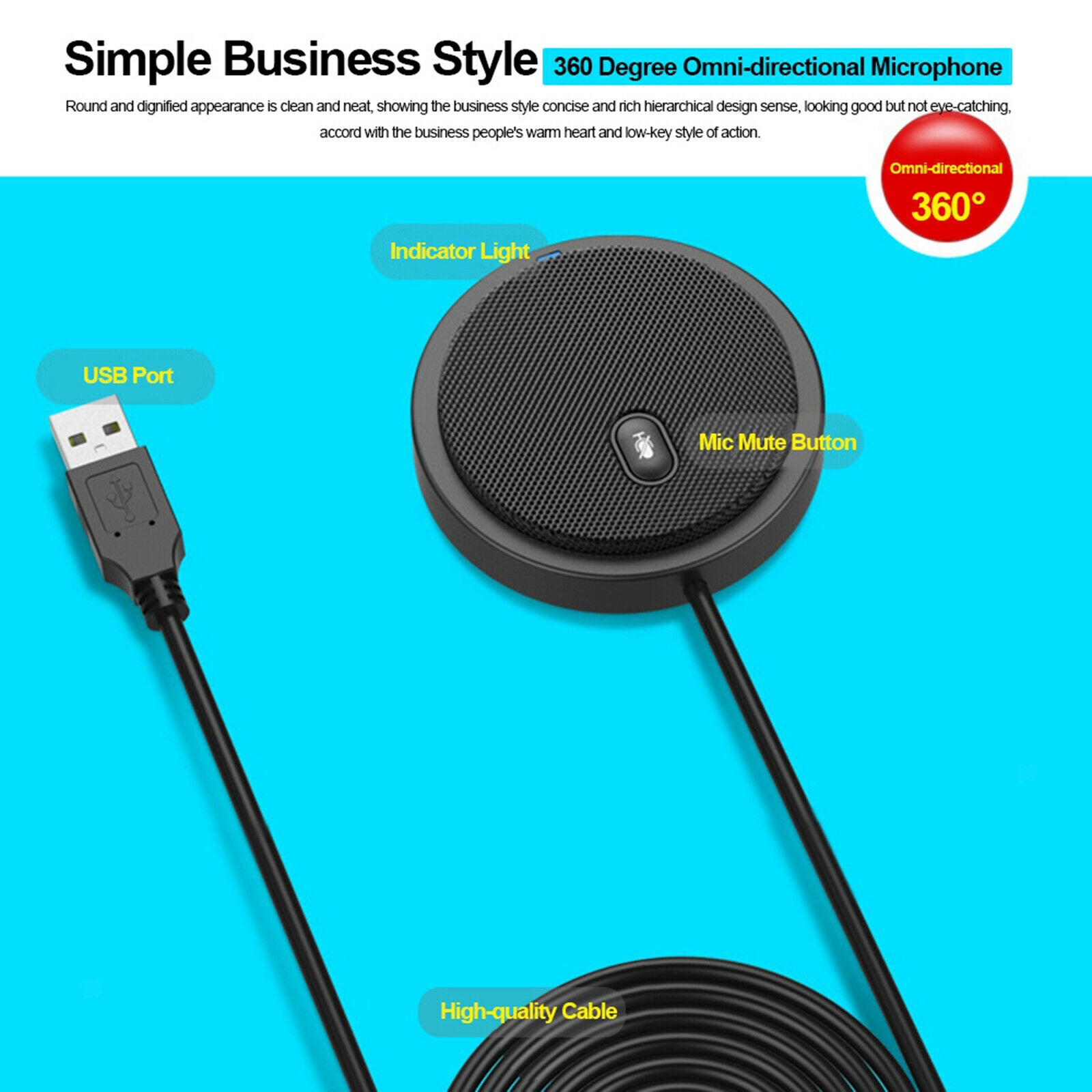 USB Desktop Omnidirectional Microphone Meeting for Skype Office Computer