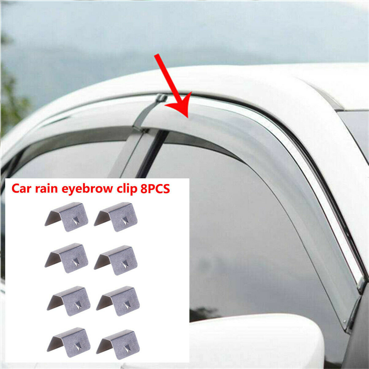 8x In Channel Wind/Rain Deflectors Fitting Clips Car Rain Eyebrow Clip More Safe