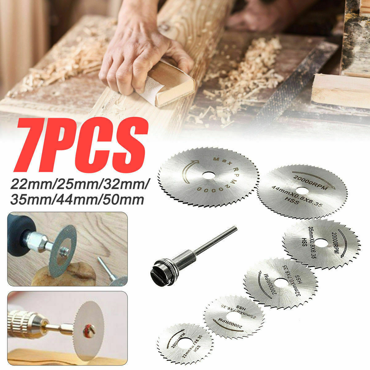 7x Circular Saw Disc Set Accessory Mini Drill Rotary Tool Wood Cutting Blade