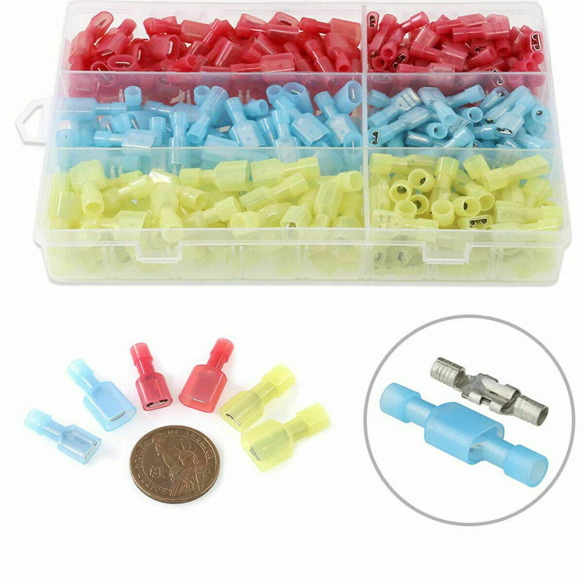 180x Nylon Insulated Spade 10-22 Gauge Female Male Wire  Connectors Terminal Kit